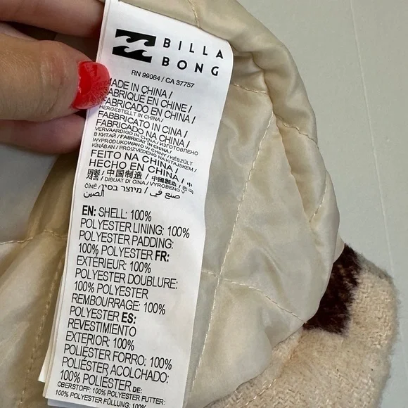 NWOT BILLABONG Lucky Charm Trucker Jacket Fleece Collar Large - Picture 10 of 10